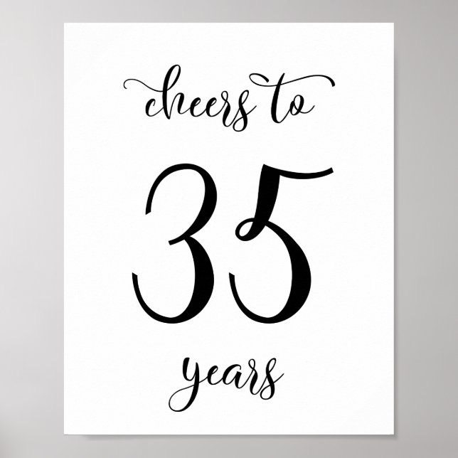 Skål till 35 års födelsedagsskylt poster (Framsidan)