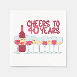 Skål till 40 år vin och kawaii födelsedagsfest pappersservett