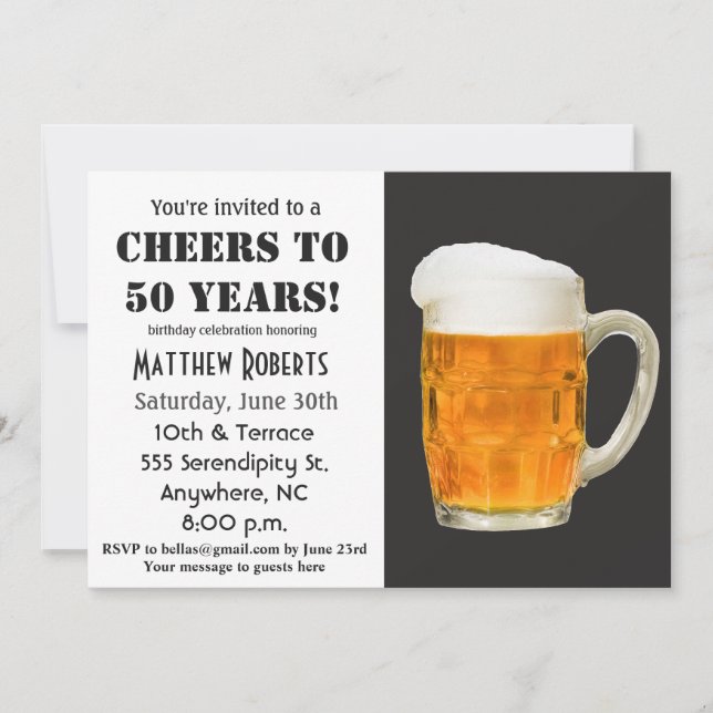 Skål till 50 år 50:e födelsedagsinbjudan inbjudningar (Framsida)