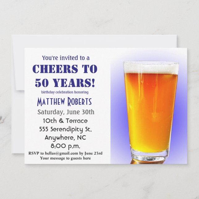 Skål till 50 år 50:e födelsedagsinbjudan inbjudningar (Framsida)