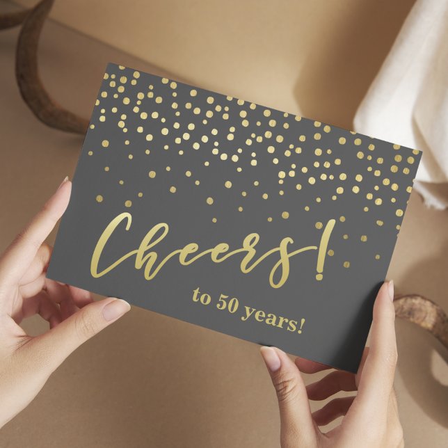 Skål till 50 år! Glamous Guld Sparkles Vykort (Skapare uppladdad)
