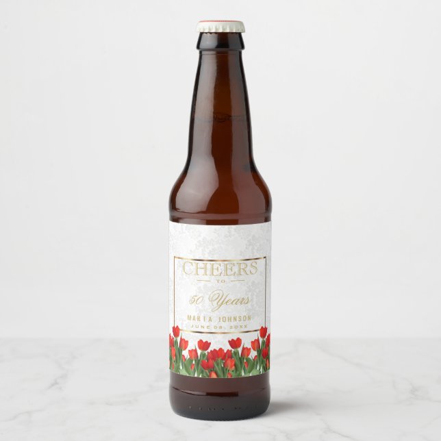 Skål till 50 år - vilken födelsedag som helst ölflaska etikett (Framsida)
