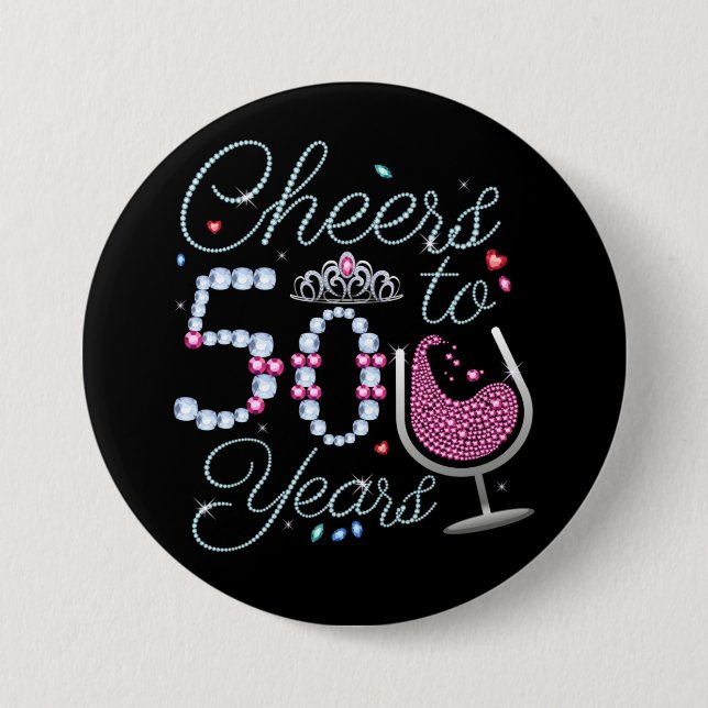 Skål till 50 års 50:e Födelsedagsfesten Rundknut Knapp (Framsida)