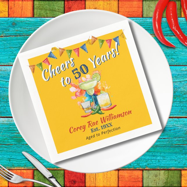 Skål till 50 års Fiesta 50:e Födelsedagsfesten Pappersservett (Skapare uppladdad)