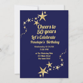 Skål till 50 års flotta och Guld Stars Birthday Inbjudningar