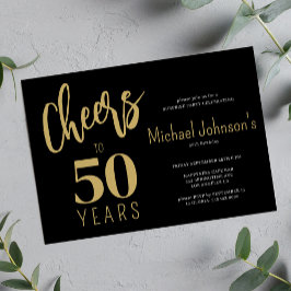 Skål till 50 års modern svart guld 50-årsdag inbjudningar