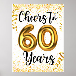 Skål till 60 års Elegant Guld Foil Birthday Poster