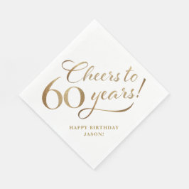 Skål till 60 födelsedagar Glitter och Guld Pappersservett