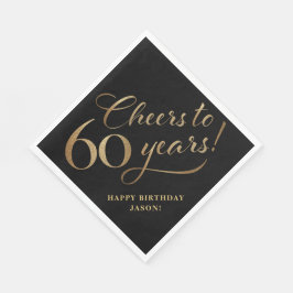 Skål till 60 Glitter Black och Guld Pappersservett