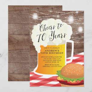 Skål till 70 år 70:e födelsedagsinbjudan inbjudningar