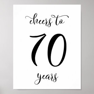 Skål till 70 års födelsedagsskylt poster