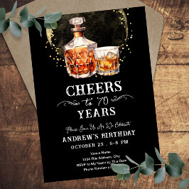 Skål till 70 års Whiskey Vuxen Birthday Inbjudningar