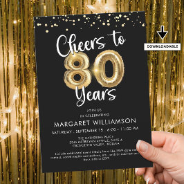 Skål till 80 års ballonger konfetti inbjudningar