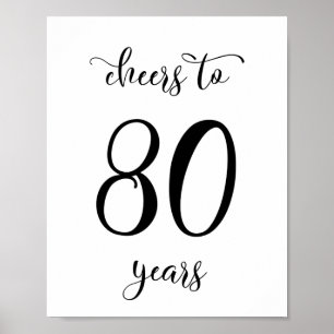 Skål till 80 års födelsedagsskylt poster