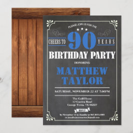 Skål till 90 års födelsedagsinbjudan. Retro Inbjudningar
