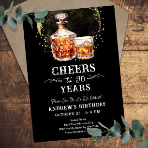 Skål till 90 års Whiskey Vuxen Birthday Inbjudningar