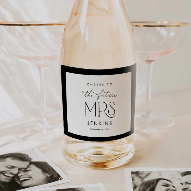 Skål till den framtida fru Bröllopsdusch Vin Etike (Elegant The Future Mrs Bridal Shower Wine Label)
