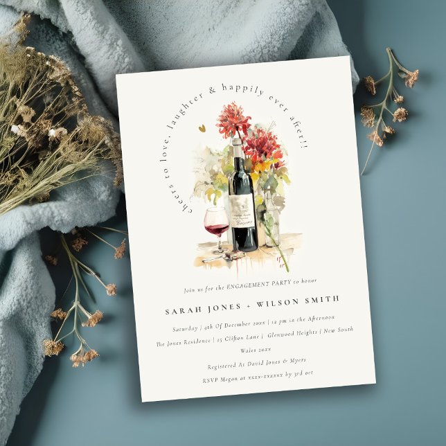 Skål till Förlovningen för Blommigt av den röda Gu Inbjudningar (Skapare uppladdad)