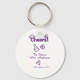 Skål till framtida fru lägg brudens namn lila klot nyckelring