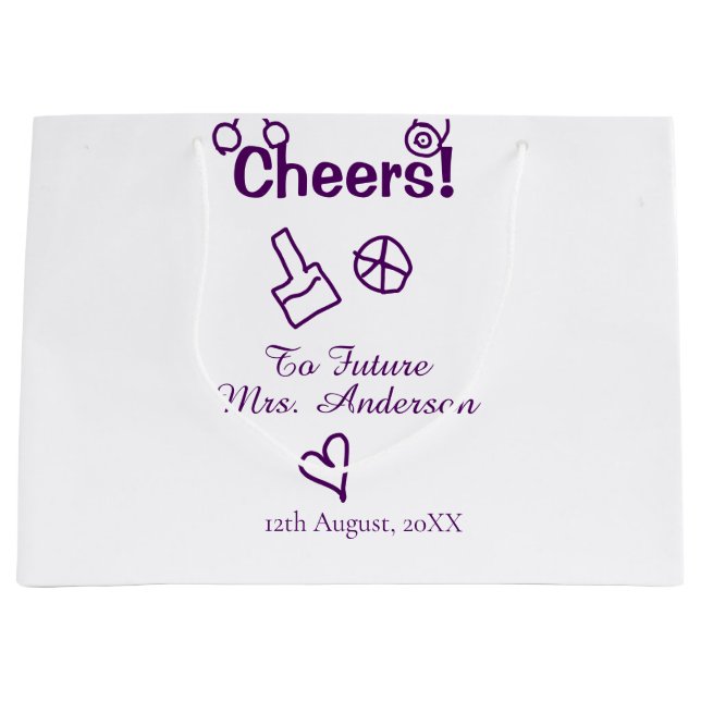 Skål till framtida fru tillägg brudnamn lila klott (Framsidan)