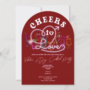 Skål till Kärlek Red Retro Cocktail Valentines day Inbjudningar