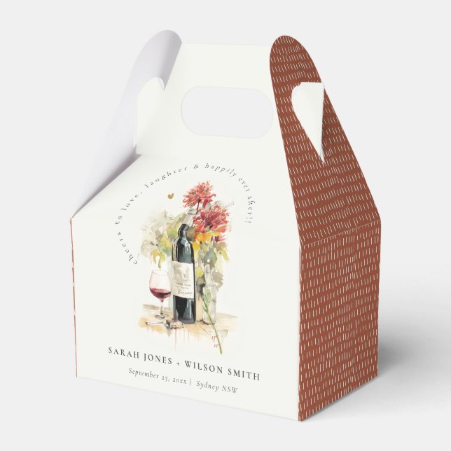 Skål till Kärlek Vin Red Gult Blommigt Bröllop Presentaskar (Framsidan Sidan)