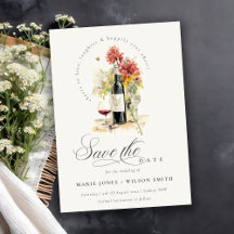 Skål till Kärlek Vin Red Gult Blommigt Bröllop