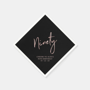 Skål till Ninety Rose Gold & Black 90-årsfirande Pappersservett