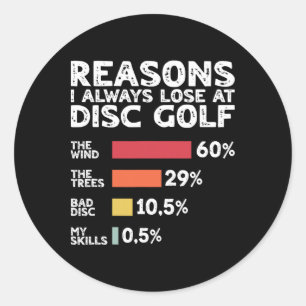 Skäl till varför jag alltid förlorar på Disc Golf Runt Klistermärke