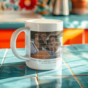 Skäl till varför jag älskar dig   Personlig fotoko Kaffemugg