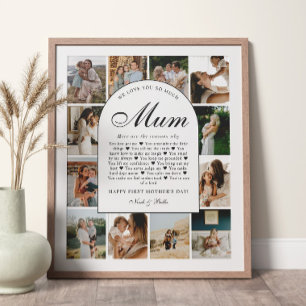 Skäl till varför vi älskar dig Mamma Foto Grid Kol Poster