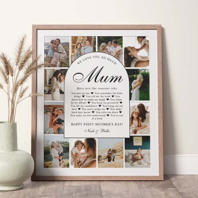 Skäl till varför vi älskar dig Mamma Foto Grid Kol Poster (Skapare uppladdad)