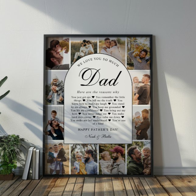 Skäl till varför vi älskar dig pappa Foto Grid Kol Poster (Skapare uppladdad)