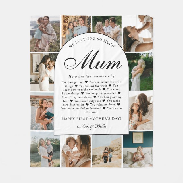 Skäl Vi Älskar Dig Mamma Foto Grid Collage Fleecefilt (Framsidan)