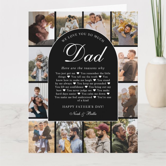 Skäl Vi Älskar Dig Pappa Foto Collage Fars Dag Kort (Framsida)