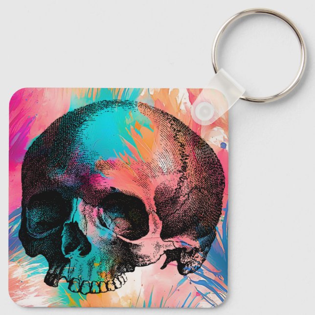 Skala med färgad bakgrund nyckelring (Baksida)