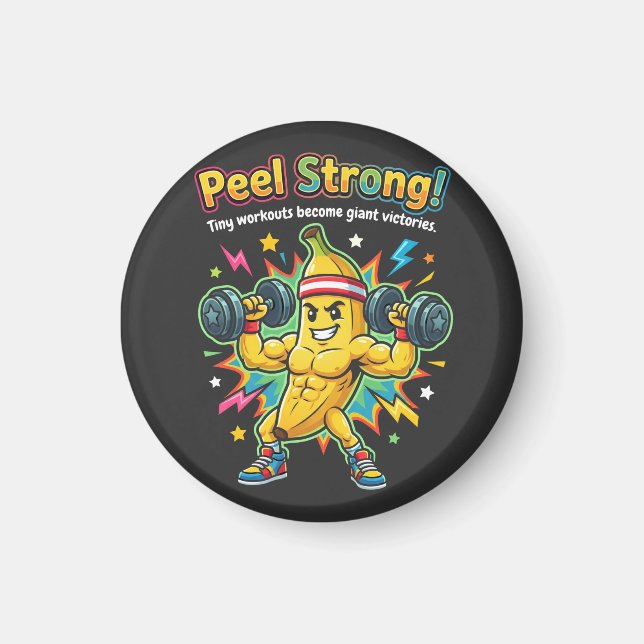 Skala Stark! – Banan Gym Motivation Magnet (Framsidan)