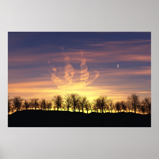 Skala utskriften nattetid Himlar Poster (Framsidan)