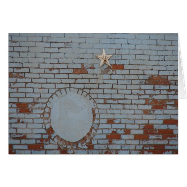 Skalad blå färg på brickväggen hälsningskort (Framsidan Horizontal)