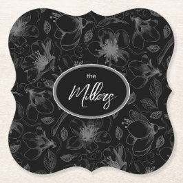 Skalad Blommigt kontur Mönster Grått/Blk ID939 Underlägg Papper