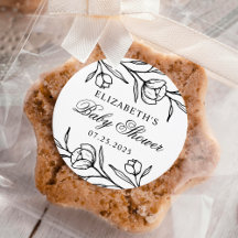 Skalad Blommigt, svart och vit babystövel