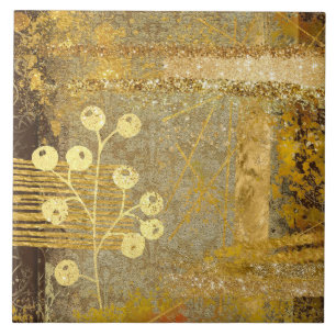 Skalad brun glitter abstrakt guld kakelplatta