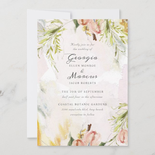 Skalad i Vår Oil Paints Bröllop Inbjudningar (Framsida)