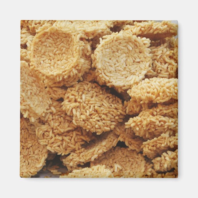 Skalad Ris Cakes ~ Asiatisk sötmat Desserts Food Magnet (Framsidan)