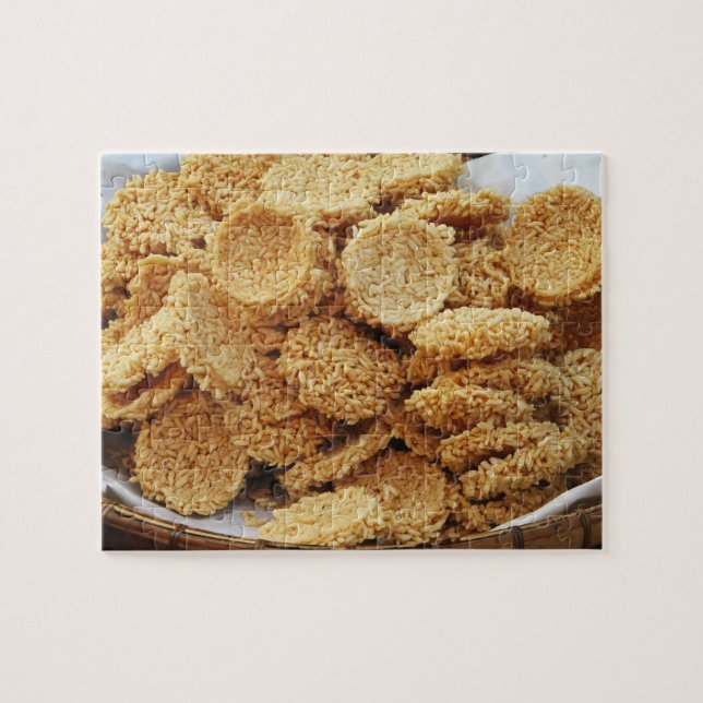 Skalad Ris Cakes ~ Asiatisk sötmat Desserts Food Pussel (Horisontell)