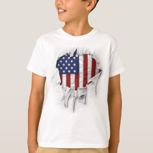 Skalad, riven och torkad amerikansk Flagga T Shirt