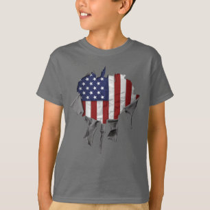 Skalad, riven och torkad amerikansk Flagga T Shirt