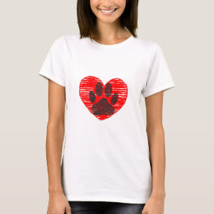 Skalad Tass i Hund i rött hjärta T Shirt