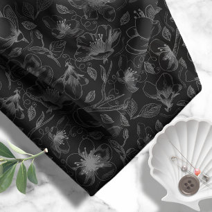 Skalade Blommigtar konturer Mönster Black ID939 Tyg