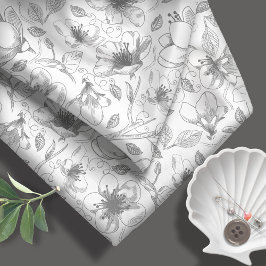 Skalade Blommigtar konturer Mönster Grått ID939 Tyg